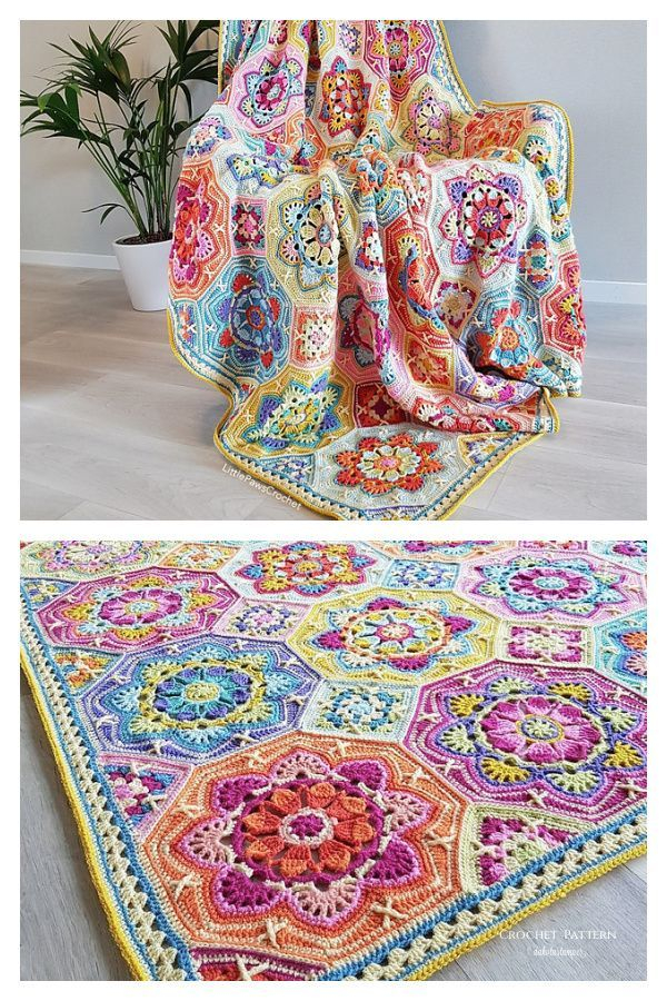 Persian Tile Blanket Crochet Pattern DIY Magazine Crochet Blanket  - Persian Tile Crochet Blanket Pattern Free