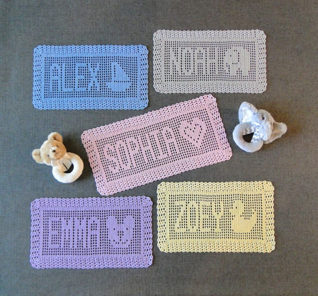 Personalized Baby Name Doily Crochet Pattern Name Doily Etsy Filet  - Crochet Name Blanket Pattern