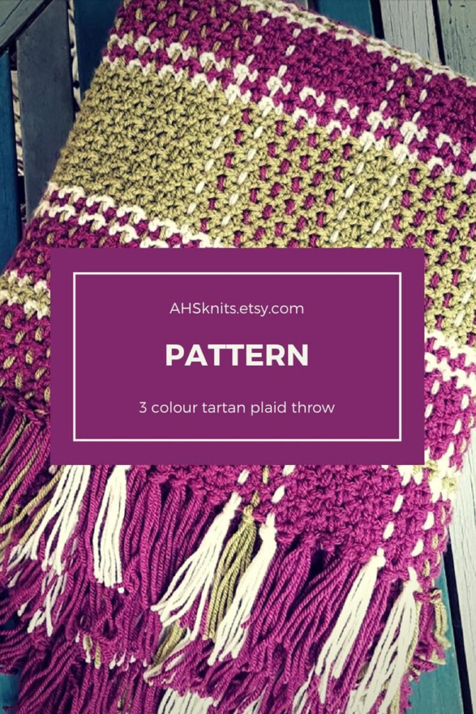 Plaid Tartan Crochet Blanket PDF Etsy Plaid Crochet Crochet Motifs  - Crochet Tartan Blanket Free Pattern