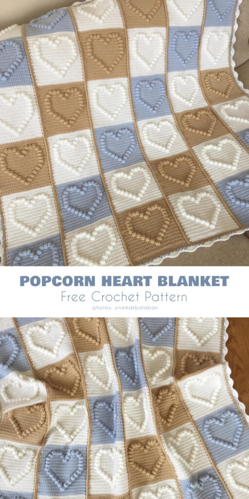 Popcorn Heart Blanket Free Crochet Patterns Crochet Heart Blanket  - Heart Blanket Crochet Pattern Free