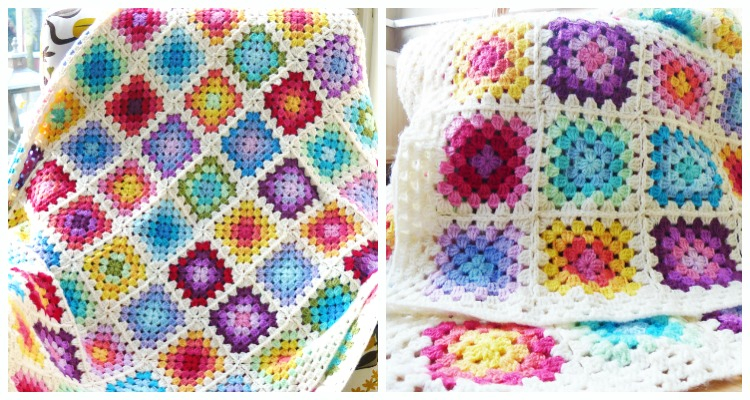 Rainbow Granny Square Blanket Crochet Free Pattern Crochet Knitting - Granny Square Rainbow Crochet Blanket Pattern