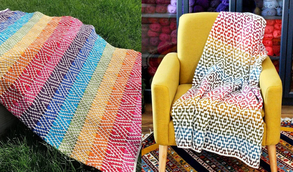 Rainbow Overlay Mosaic Crochet Blanket Rainbow Splash Crochet Pattern  - Mosaic Crochet Blanket Patterns Free