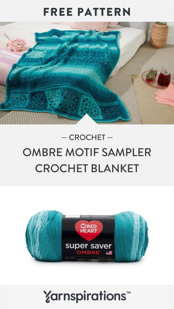Red Heart Ombre Motif Sampler Crochet Blanket Pattern Yarnspirations  - Red Heart Ombre Crochet Blanket Pattern
