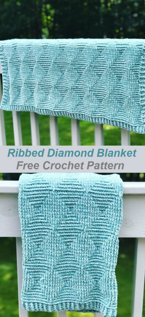Ribbed Diamond Blanket Free Crochet Pattern Weave Crochet - Ribbed Crochet Blanket Free Pattern