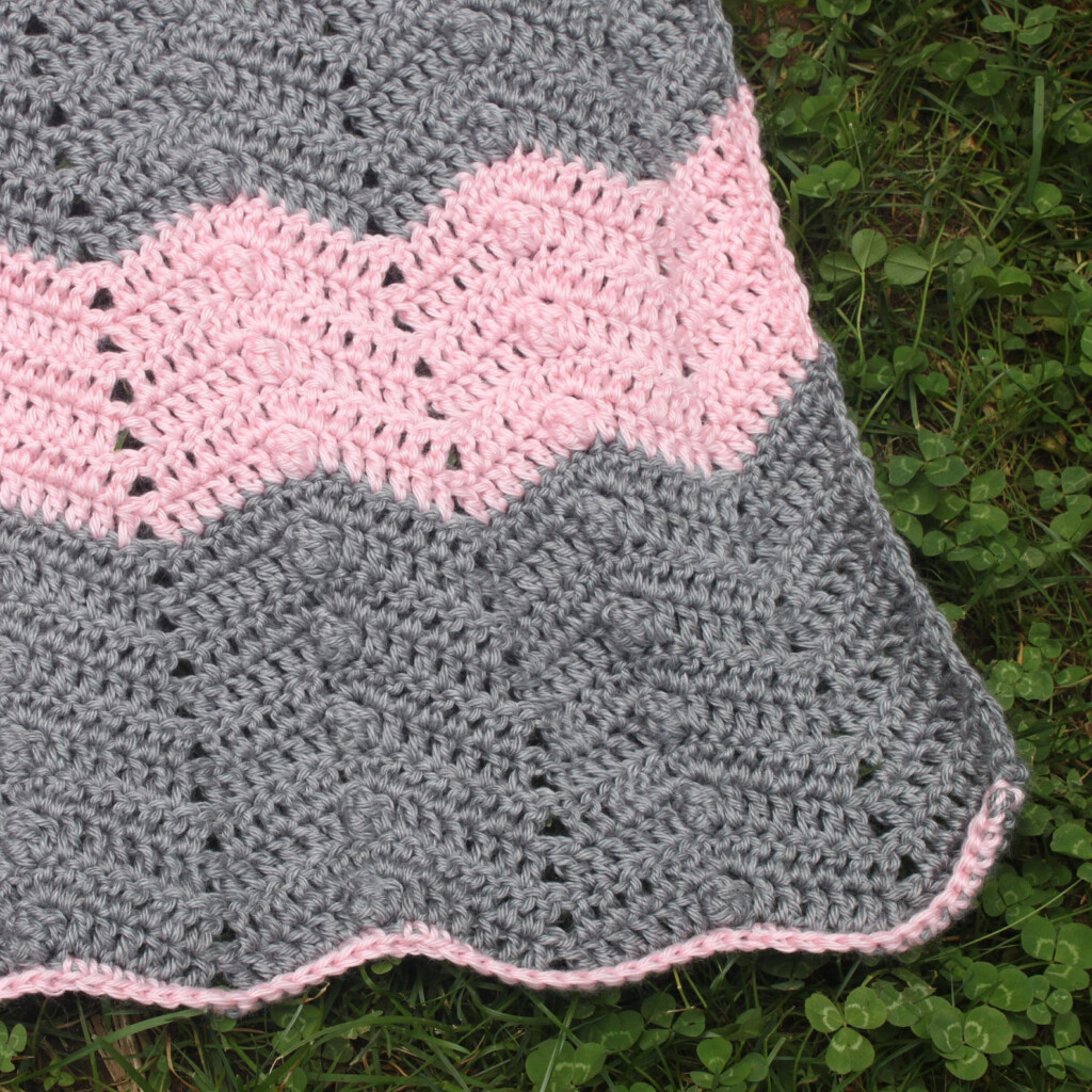 Ripple Waves Easy Baby Blanket Crochet Pattern Pink And Grey Ripples  - Ripple Waves Crochet Blanket Pattern