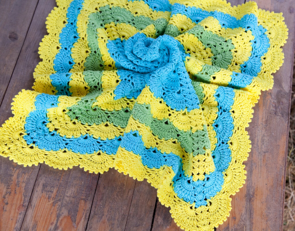 Sasha Patterns Crochet Lace Shell Stitch Baby Blanket Pattern - Shell Stitch Crochet Blanket Pattern
