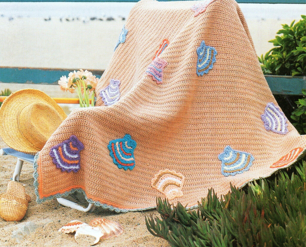 Seashells Beach Ocean Afghan Crochet Pattern Summer Ocean - Seashell Blanket Crochet Pattern