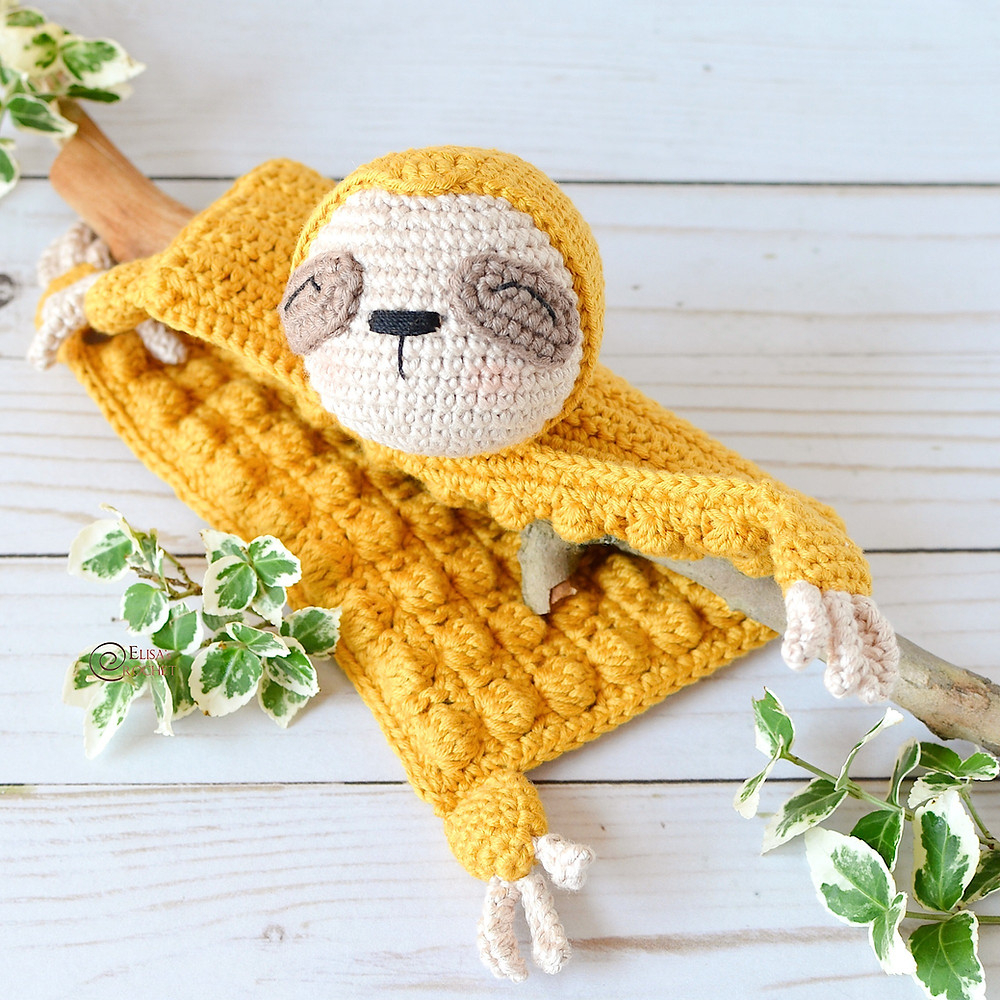 Sloth Security Blanket Free Crochet Pattern By Elisa s Crochet - Security Blanket Crochet Pattern