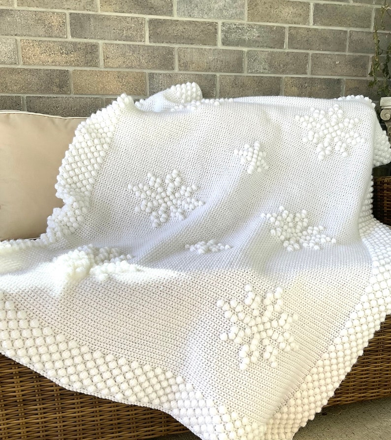 Snowflake Crochet Blanket Pattern Christmas Let It Snow Winter Etsy - Snowflake Crochet Blanket Pattern Free