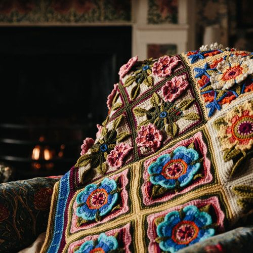 SPIRIT OF FLORA Janie Crow Crochet Flower Blanket Crochet Motif Yarn - Jane Blanket Crochet Pattern