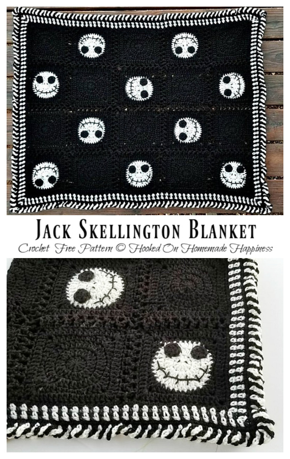 Spooky Jack Skellington Blanket Crochet Pattern For Halloween - Jack Skellington Crochet Blanket Pattern