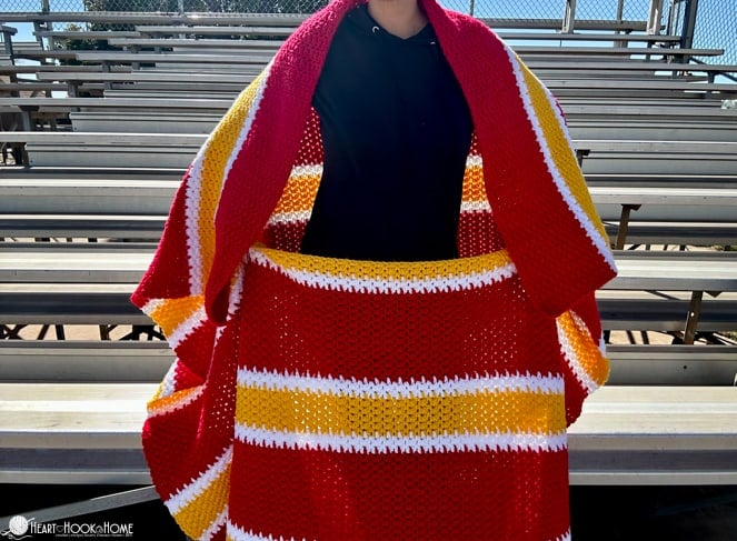 Stadium Blanket Free Crochet Pattern Heart Hook Home - Stadium Blanket Crochet Pattern