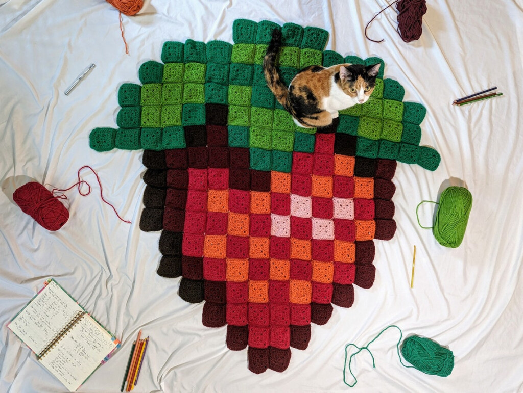 Strawberry Crochet Blanket Pattern Beginner Friendly Crochet Etsy - Strawberry Crochet Blanket Pattern