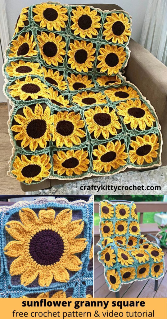 Sunflower Crochet Blanket Free Pattern - Crochet Sunflower Blanket Free Pattern
