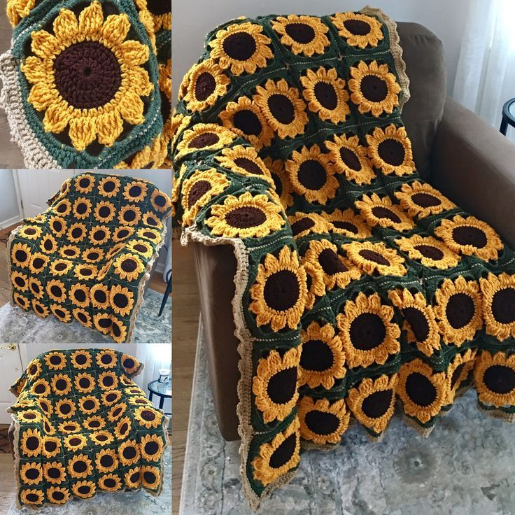 Sunflower Square Blanket Crochet Pattern Artofit - Crochet Sunflower Blanket Free Pattern