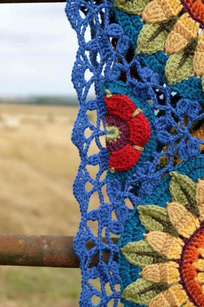  Sunflowers And Poppies Crochet Pattern For The Fields Of Gold  - Fields Of Gold Crochet Blanket Pattern
