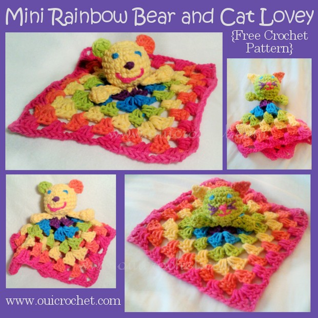 Super Adorable Crochet Bear And Cat Loveys Free Pattern  - Free Crochet Pattern For Blanket Loveys