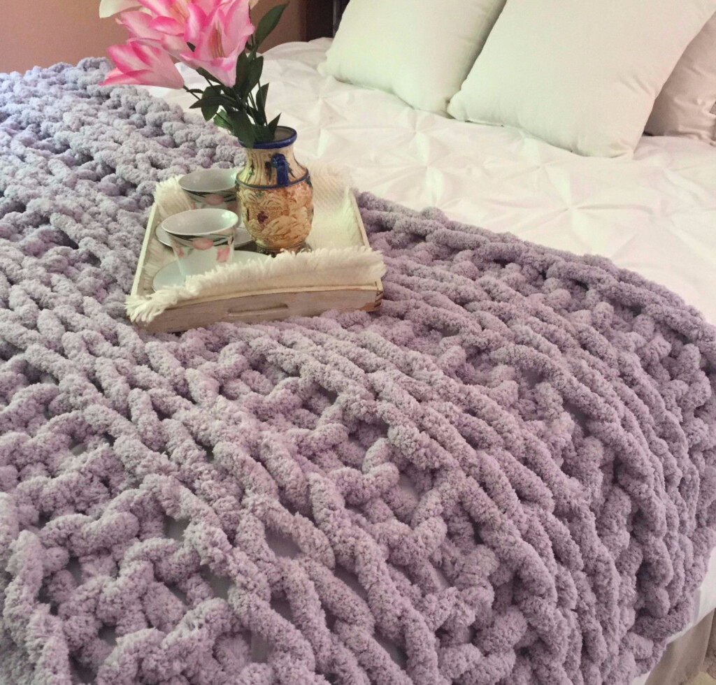 Super Chunky Chenille Blanket Double Ribbing Pattern Super Chunky  - Chunky Chenille Crochet Blanket Pattern