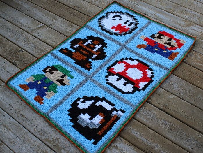 Super Mario Crochet Blanket Pattern Printable Templates Free - Mario Crochet Pattern Blanket