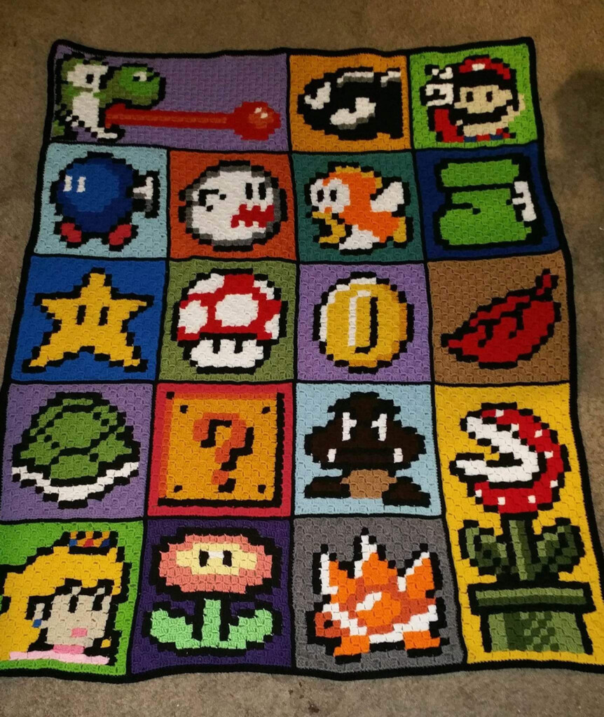 Super Mario Crochet Blanket Pattern Printable Templates Free - Mario Crochet Pattern Blanket