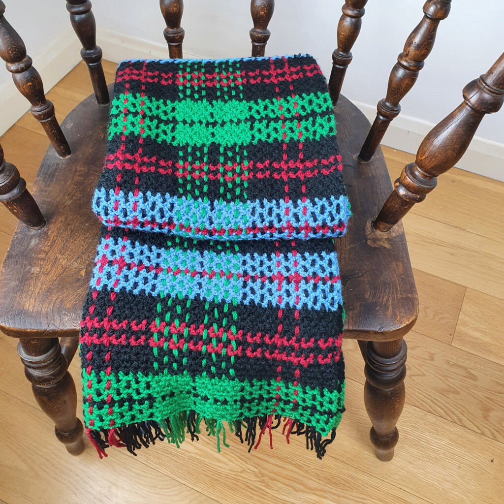 Tartan Blanket Pattern Crochet And Weave Using Four Colours Etsy - Crochet Tartan Blanket Pattern