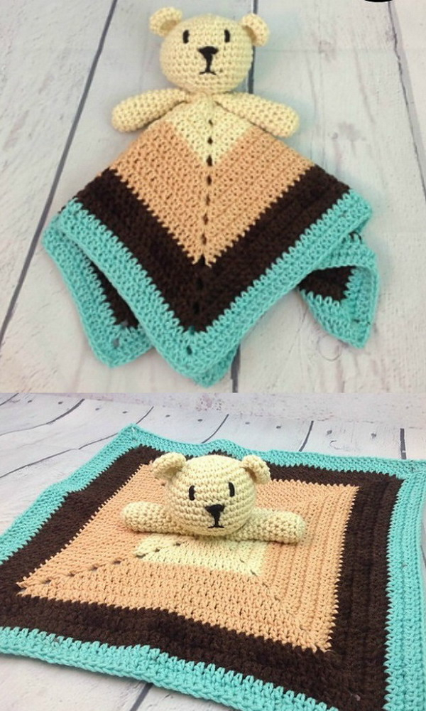 Teddy Bear Lovey Blanket Free Crochet Pattern Weave Crochet - Free Crochet Teddy Bear Blanket Pattern