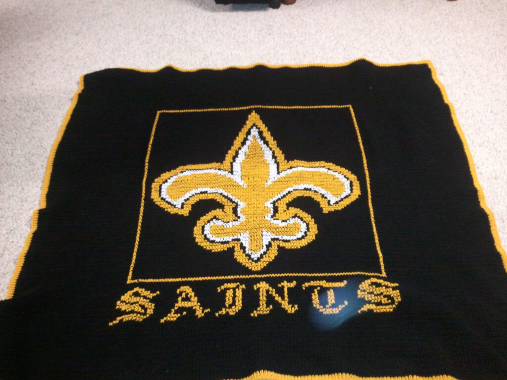 This Was Done For A Real Saints Fan Crochet Base In Single Crochet  - New Orleans Saints Crochet Blanket Pattern