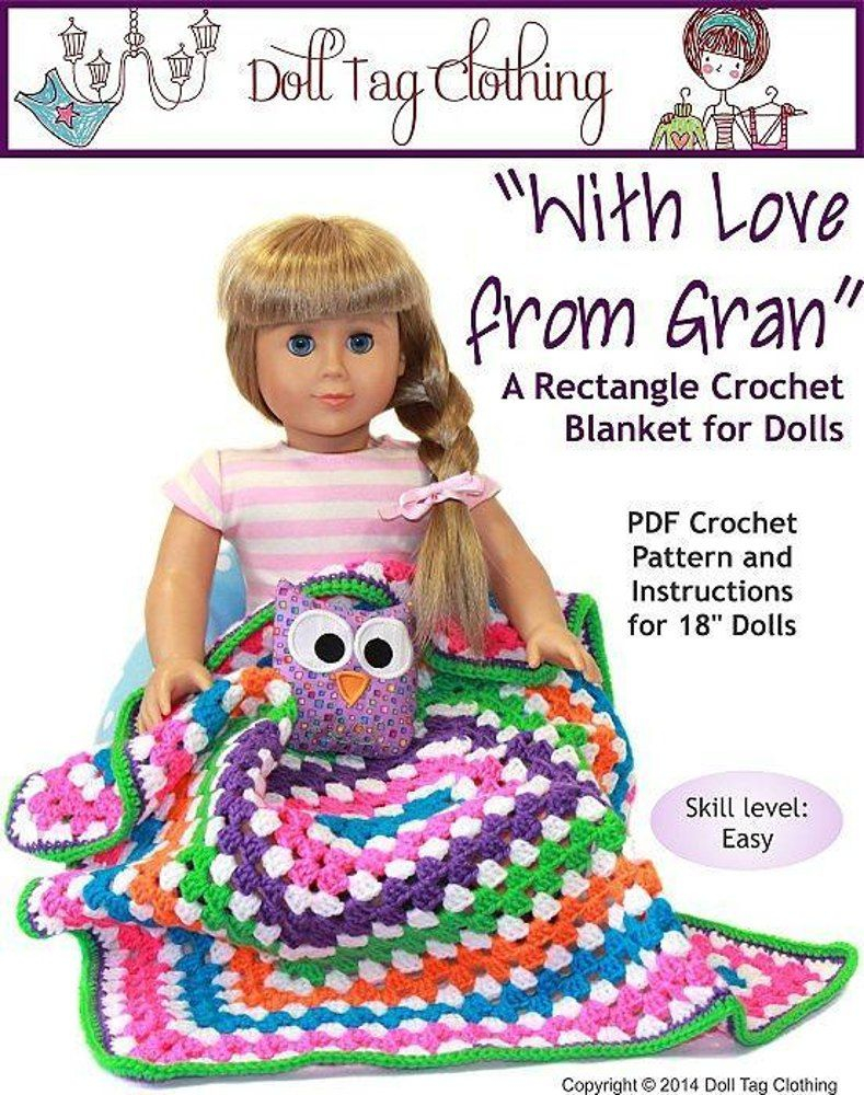 With Love From Gran Doll Blanket Crochet Pattern By Doll Tag Clothing - 18 Inch Doll Blanket Crochet Pattern