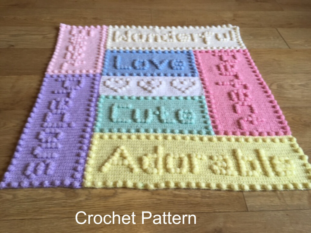 Words Baby Blanket CROCHET PATTERN Puff Stitch Precious Etsy - Crochet Blanket With Words Pattern