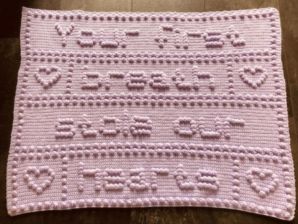 Words Baby Blanket CROCHET PATTERN Your First Breath Puff Etsy - Crochet Blanket With Words Pattern
